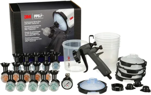 3M Kit de iniciación de pistola pulverizadora Performance 26778, incluye sistema de taza de pulverización de pintura PPS 2.0, 15 cabezales de