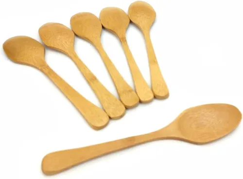 Miniatura 9 de JapanBargain, Juego de cucharas de bambú de 10 piezas, cucharas de madera reutilizables de 8 pulgadas para niños, aperitivo, postre, helado, yogur