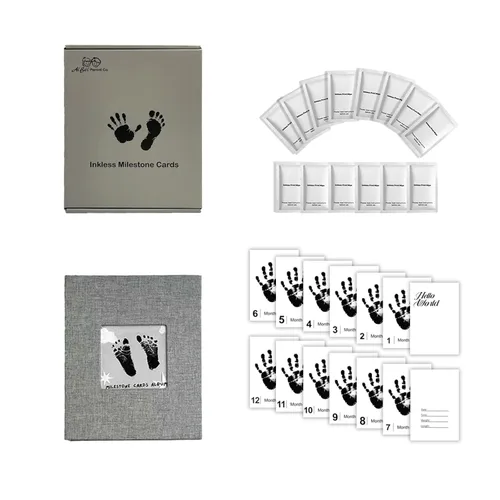 Miniatura 11 de Tarjetas de hitos sin tinta para bebé, kit de fundición a mano, kit de huellas de manos y huellas de tinta para perros o gatos, kit de huellas