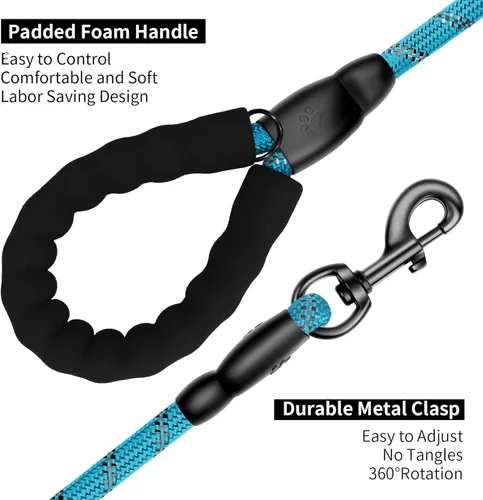 Miniatura 2 de Correa de perro resistente para perros de raza grande, mediana y pequeña, correa de perro reflectante con asa cómoda, correas de cuerda