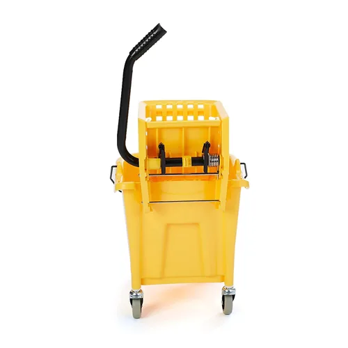 Miniatura 3 de Amazon Basics - Conjunto de cubo con escurridor de prensa lateral comercial para limpieza de pisos rectangular con ruedas (35 cuartos de galón)