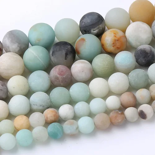 Miniatura 6 de Cuentas Redondas Sueltas de Gemas Naturales, Cuentas de Piedra Energética de Cristal para Hacer Joyas 15" (Jade Hielo, 10MM)
