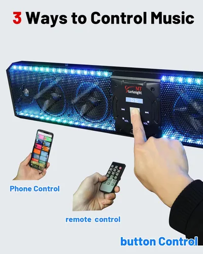 Miniatura 4 de StarknightMT Barra de sonido UTV de 26 pulgadas, TWS, altavoz Bluetooth, barra de sonido para carrito de golf, barra de sonido SxS impermeable