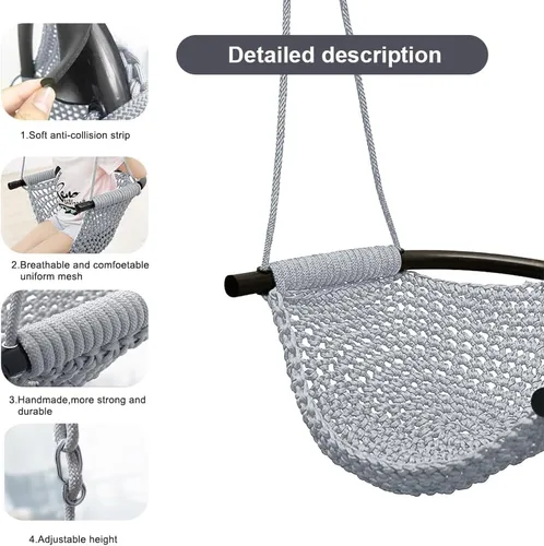 Miniatura 3 de Asiento de columpio para niños pequeños tejido a mano para niños con cuerdas ajustables, juego de columpios Little Tikes, para interiores y Gris