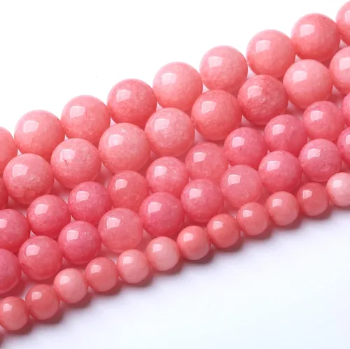Miniatura 2 de 60 piezas de cuentas de jade rosa natural de 6 mm, cuentas redondas de rodocrosita calcedonia para hacer joyas, pulseras de bricolaje, piedra