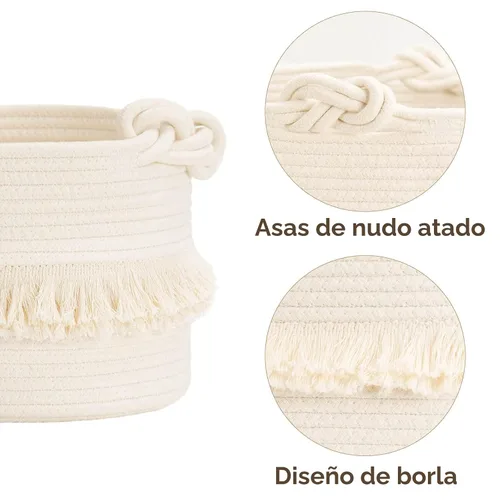 Miniatura 5 de CherryNow - Cesta pequeña de almacenamiento tejida, 9.5 pulgadas x 7 pulgadas de cuerda de algodón, cesta decorativa para pañales, mantas, revistas