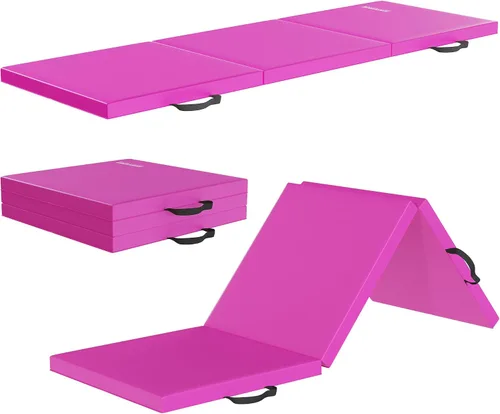 Miniatura 8 de Fitvids Esterilla de gimnasia plegable para hacer ejercicio, 2 x 6 x 2 pulgadas, con asas de transporte, de alta densidad, antidesgarros, portátil