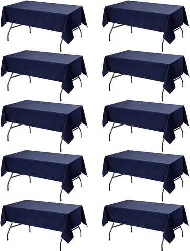 Miniatura 44 de Paquete de 6 manteles negros para mesas cuadradas, 54 x 54 pulgadas, tela de poliéster resistente a las manchas para mesas de 2 pies, manteles