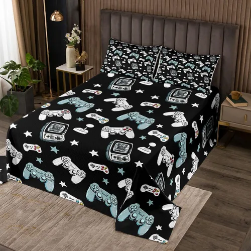 Miniatura 2 de Castle Fairy Gamepad Bedspread Quilt,Video Gaming Black Bedding Coverlet for All Season Bedroom,Kids Games Consoles Twin Size Coverlet Set with 1