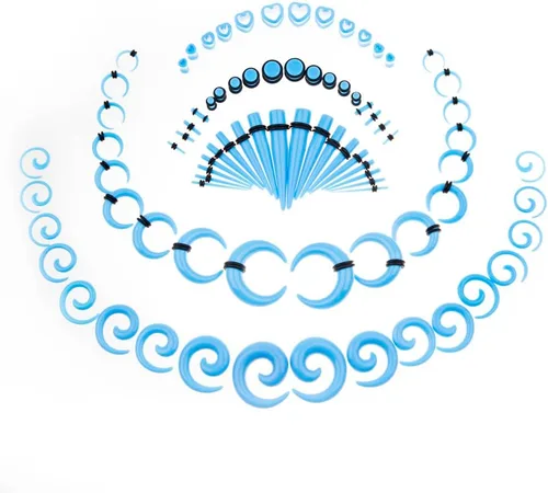 Kit de estiramiento de oídos, 84 unidades, medidores cónicos en espiral, túneles de corazón, juegos de expansores acrílicos 14G-00G, joyería de