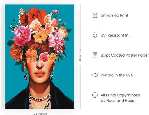 Miniatura 2 de HAUS AND HUES Frida Kahlo - Arte de pared - Póster feminista inspirador, obra de arte mexicana chicana, impresión empoderadora para el hogar