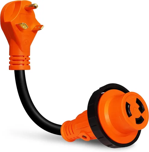 True Mods 30A 125V a 30A 125V Adaptador de energía para RV, Cable de enchufe [NEMA L5-30R 3 puntas hembra a TT-30P 3 pines macho] [Bloqueo