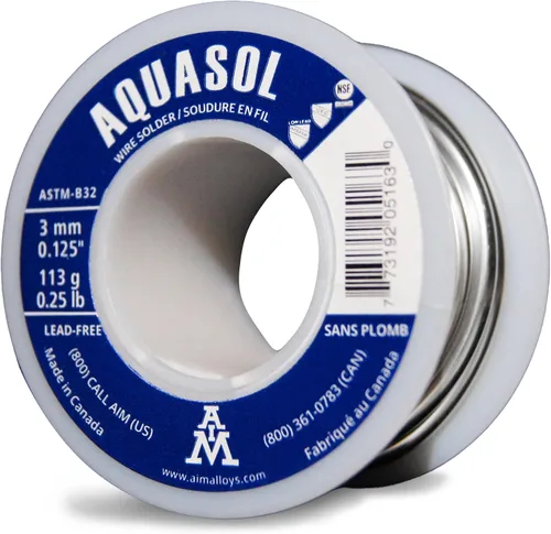 AIM Soldadura de fontanería sin plomo, con plata, 0.125 pulgadas de diámetro, carrete de 1/4 libra