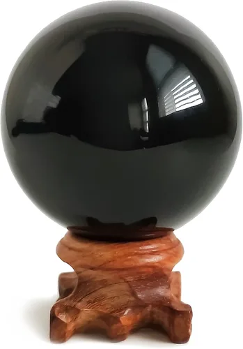 Miniatura 8 de Mina Heal Bola de cristal de obsidiana negra para meditación, adivinación y Feng Shui, esfera de obsidiana grande para decoración