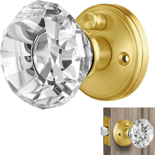 Miniatura 28 de Balin Designs - Perilla de puerta de cristal negro con cerradura, juego de perillas de puerta de vidrio para privacidad interior, manija decorativa