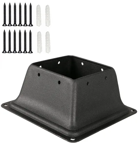 Miniatura 8 de SPACEEUP Base de poste de 4 x 4, tamaño interno de 3.6 x 3.6 pulgadas, soporte de poste de acero resistente, apto para anclaje de poste de madera