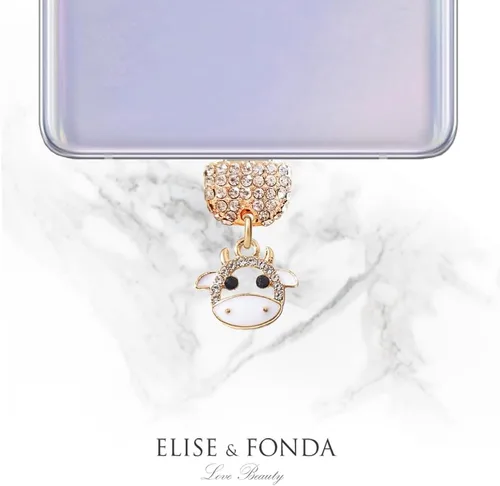 Miniatura 4 de ELISE & FONDA TP216 Tipo-C Puerto de carga Cristal Anti Polvo Plug Tiny Cow Colgante Teléfono Celular Charm para Samsung Galaxy/OnePlus/Xiaomi/oppo