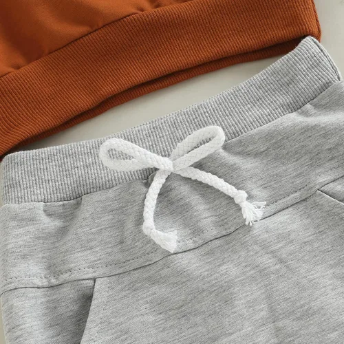 Miniatura 152 de Ropa de bebé niño 3 6 9 12 18 24M 3T Conjunto de pantalones con capucha patchwork sudadera con capucha pantalones de rayas traje de otoño invierno