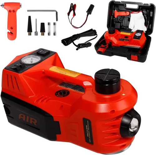Miniatura 12 de TYAYT Kit de gato eléctrico para automóvil, gato hidráulico de 5 toneladas con bomba inflable incorporada, gato portátil de 12 V con luz LED