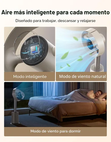 Miniatura 9 de DREAME Ventilador de torre sin aspas para dormitorio, ventilador de pie inteligente con flujo de aire espacial de 270° para circulación de Beige