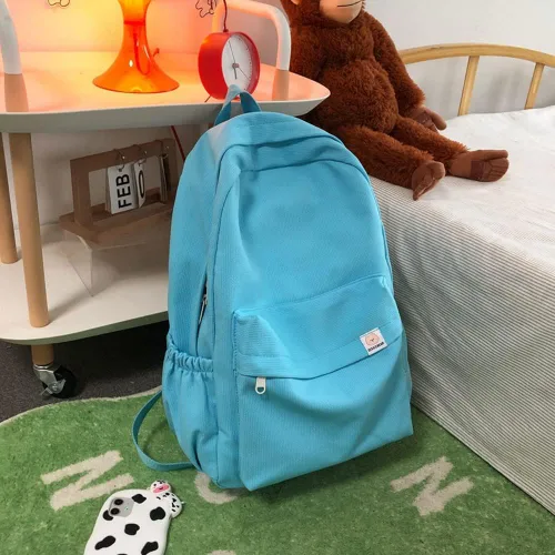 Miniatura 2 de Eagerrich Mochila Estética Mochila Bonita Útiles Escolares Bolsa para Laptop para Adolescentes Niñas Mujeres Estudiantes Color Sólido, Azul