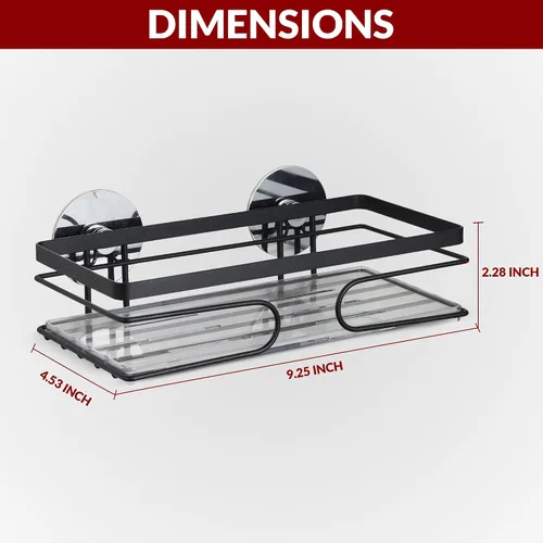 Miniatura 2 de Paquete de 2 estantes de ducha adhesivos, sin taladro, estante organizador de baño resistente al óxido para champú, jabón y artículos de tocador