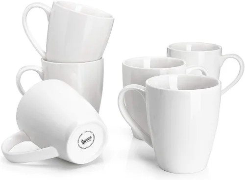 Miniatura 8 de Sweese - Tazas de porcelana para café de 16 onzas (hasta el borde) para café, café con leche, té, cacao, juego de 4, rojo