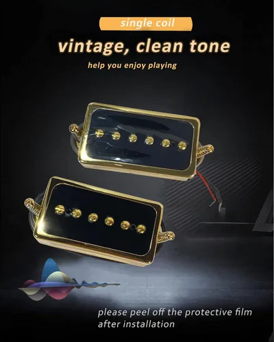 Miniatura 4 de Juego de pastillas de tono P90 LAMSAM, pastillas de cuello de bobina única tamaño humbucker y pastilla de puente con imanes de goma cargados, como