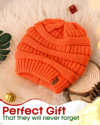 Miniatura 9 de FURTALK Gorro de invierno para mujer, con forro de satén, tejido trenzado, grueso, holgado, gorro cálido