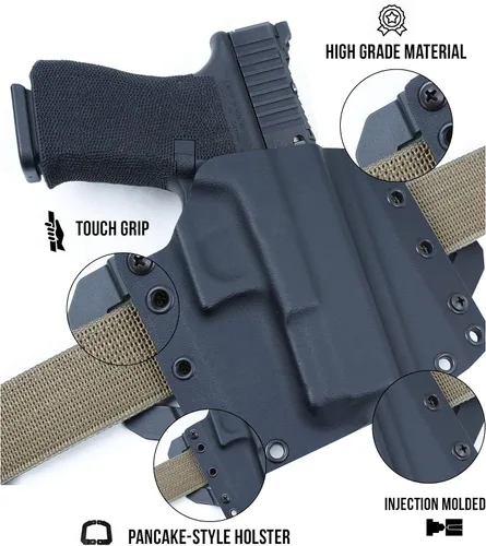 Miniatura 4 de Kydex - Alas de panqueques para fundas OWB, trabillas ambidiestras para cinturón de 1.75 pulgadas con herrajes, kit de montaje preperforado para un