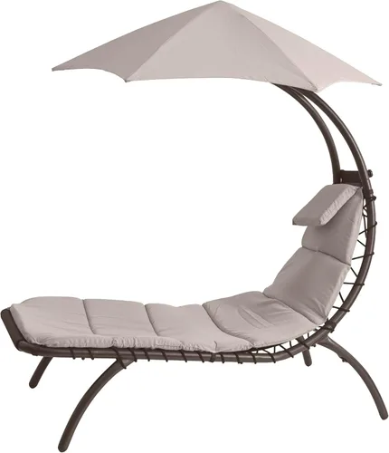 Vivere Tumbona original Dream con paraguas de 6 puntos, poliéster hilado duradero, patas curvas, amplia cama de descanso, perfecta para exteriores y