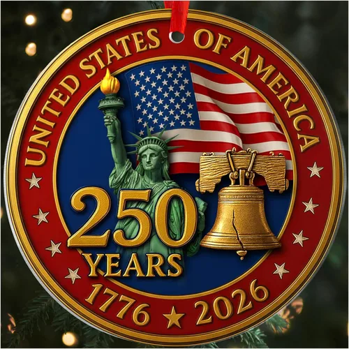 Miniatura 9 de Adorno de 250 aniversario de Estados Unidos, adorno para árbol de Navidad de Estados Unidos, 250 adornos de Navidad de bandera patriótica
