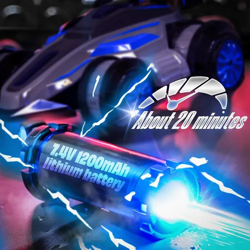 Miniatura 8 de 1:14 Auto de Juguete a Control Remoto con Giro de 360° para Niños, 4WD RC con Luces y Música, Auto de Cuatro Ruedas que se Levanta y se Da la Azul