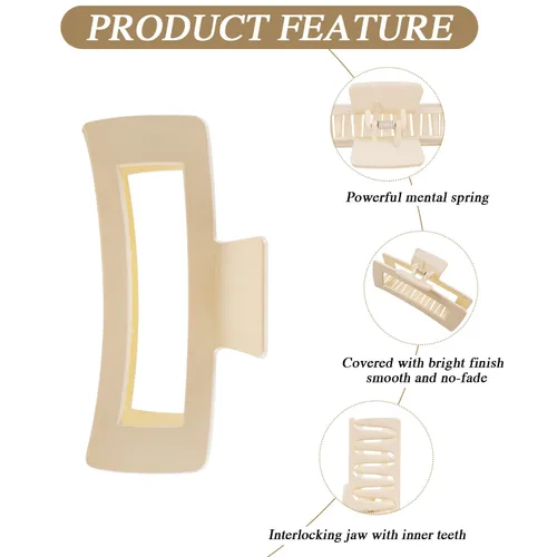 Miniatura 6 de Paquete de 4 pinzas para cabello extra grandes para mujeres, pinzas brillantes de sujeción fuerte de 5 pulgadas para cabello grueso y largo, clips