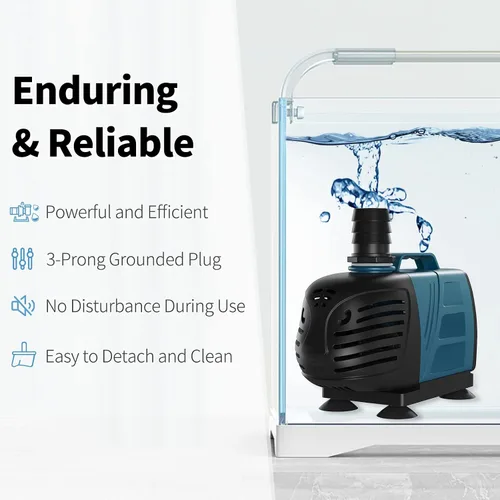 Miniatura 5 de Uniclife Bomba de agua sumergible y en línea de 1000 GPH para acuario, 80 W, 10 pies, bomba de retorno silenciosa CA de 120 V con cable