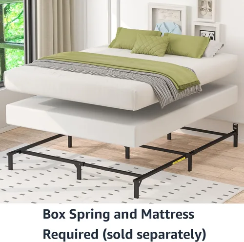 Miniatura 4 de Amazon Basics Base de cama de metal (requiere somier), base de 9 patas para somier y colchón, tamaño Queen, fácil montaje sin herramientas, 79.5
