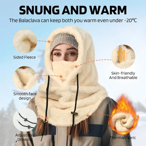 Miniatura 3 de Balaclava, Winter Face Mask for Men Women Hat Neck, Windproof Fleece Ski Mask Warm Face Cover Scarf Sporty Street Fashion