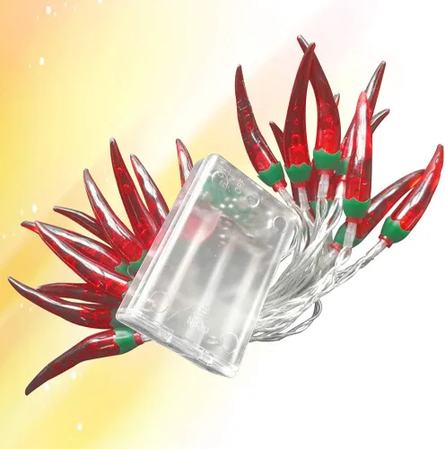 Miniatura 4 de OSALADI Guirnalda de luces LED de chile de 9.8 ft, 20 LED, funciona con pilas, luces rojas de chile para decoración de festivales, luces de chile