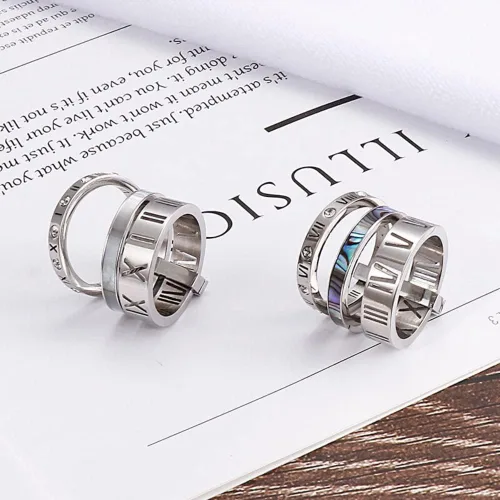 Miniatura 4 de Trendy Stainless Steel Rings For Women Girls Three Layers Roman Numerals Bridal Wedding Women Rings Fashion Jewelry Gift