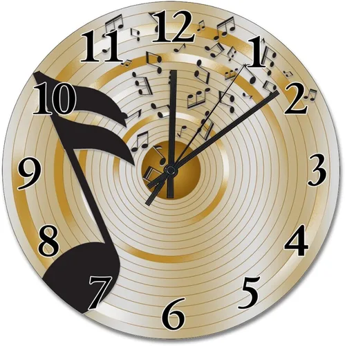 Miniatura 21 de Reloj de pared con aspecto de madera natural, reloj de pared de guitarra acústica, silencioso, redondo, de madera, funciona con pilas, reloj