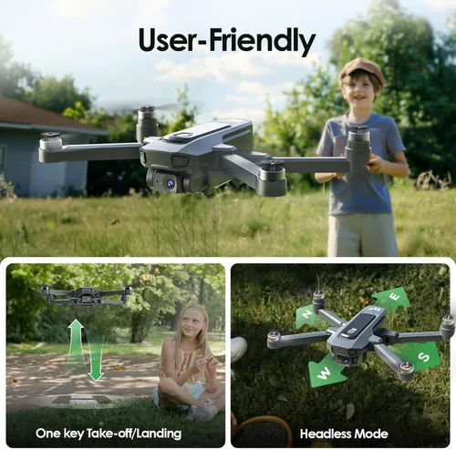 Miniatura 4 de WeFone WF20 Drone con cámara FPV 1080P para principiantes, cuadricóptero RC plegable con motor sin escobillas, modo sin cabeza, velocidad ajustable
