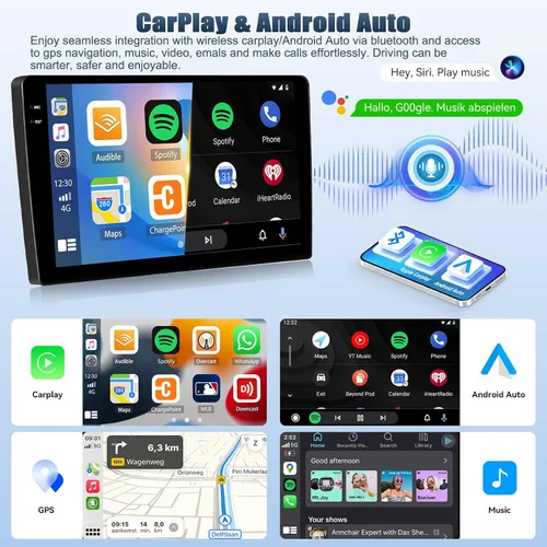 Miniatura 4 de 4G+64G Android Radio de coche estéreo para Hyundai Elantra 2011 2012 2013 con CarPlay inalámbrico Android Auto, pantalla táctil HD de 9 pulgadas