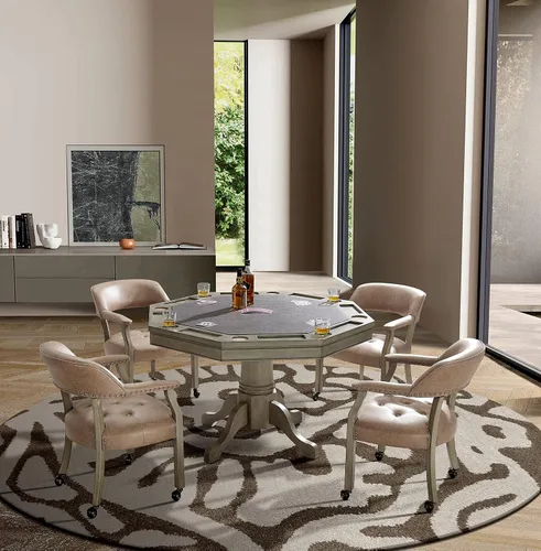 Miniatura 8 de Sillas de comedor modernas de madera maciza marrón con ruedas y brazos, sillas de escritorio de oficina, sillas de acento giratorias clásicas, 31.5