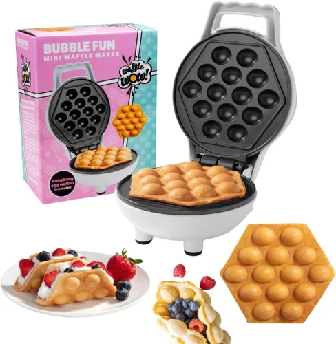 Mini waflera de burbujas, diversión para el desayuno con diseño de huevo de Hong Kong, plancha individual de 4 pulgadas, panadero eléctrico