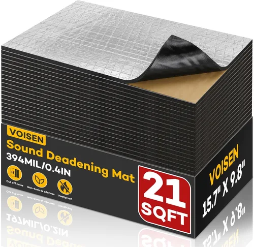 Miniatura 8 de VOISEN Material de Amortiguamiento de Sonido para Autos, 197 mil (5mm) 21 pies cuadrados, Atenuador de Sonido Automotriz con Acabado de Hoja