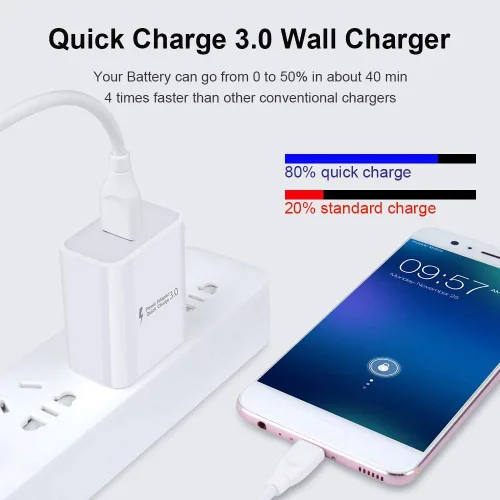 Miniatura 7 de Cargador de pared 3.0 de carga rápida, cargador de pared USB de 18 W, 3 A, adaptador QC 3.0, bloque de cargador rápido para Samsung Galaxy A17 A16