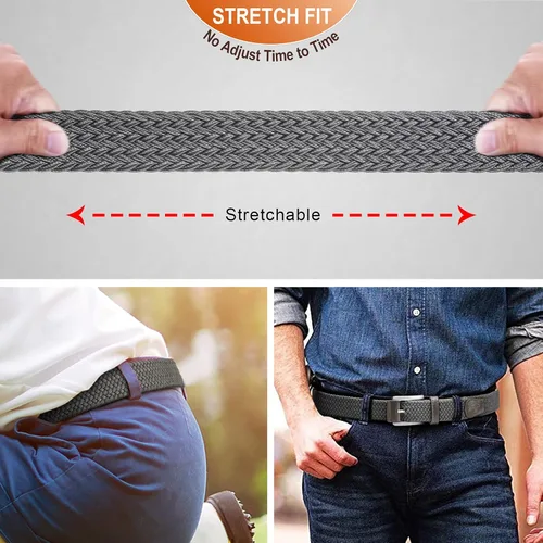 Miniatura 6 de BULLIANT Cinturón para hombre, paquete de 2 unidades, elástico trenzado para hombre, para golf, caza, pantalones de mezclilla, 1 38 pulgadas