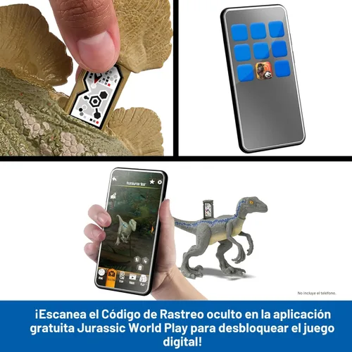 Miniatura 3 de Mattel Jurassic World - Figura de acción de dinosaurio Wild Roar, parasaurolophus con columna vertebral brillante revelan luces y sonido, juguete