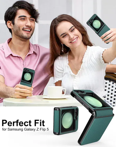 Miniatura 2 de Funda para Samsung Galaxy Z Flip 5 con protección de bisagra, ajuste delgado, ligero, a prueba de golpes, Galaxy Z Flip 5, color verde