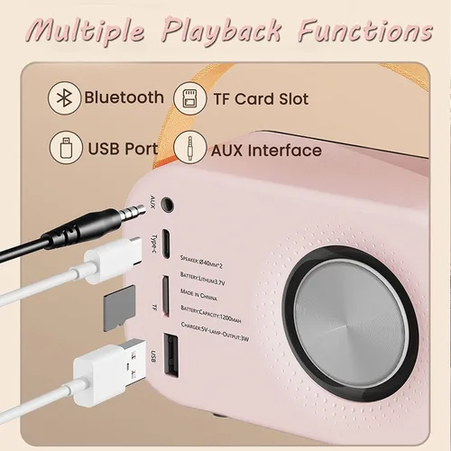 Miniatura 6 de Altavoz Bluetooth retro, altavoces Bluetooth inalámbricos portátiles vintage con soporte de volumen fuerte, tarjeta TF, disco U, entrada AUX